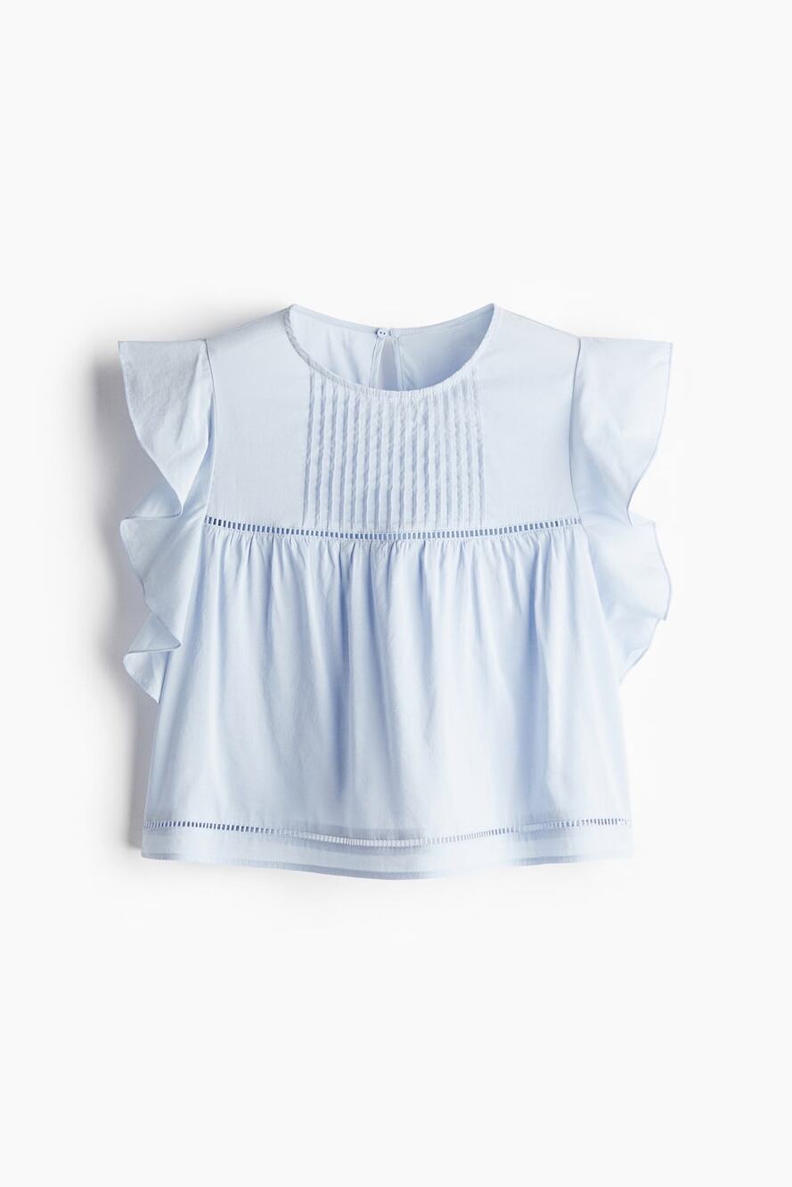 Women’s H&M Light Blue Flutter Sleeve Blouse NWT Size XL